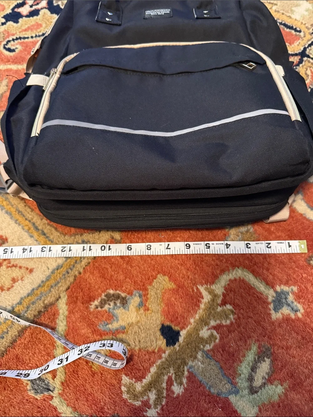 Citibab Black Travel Diaperbag Backpack with Tan Trim
